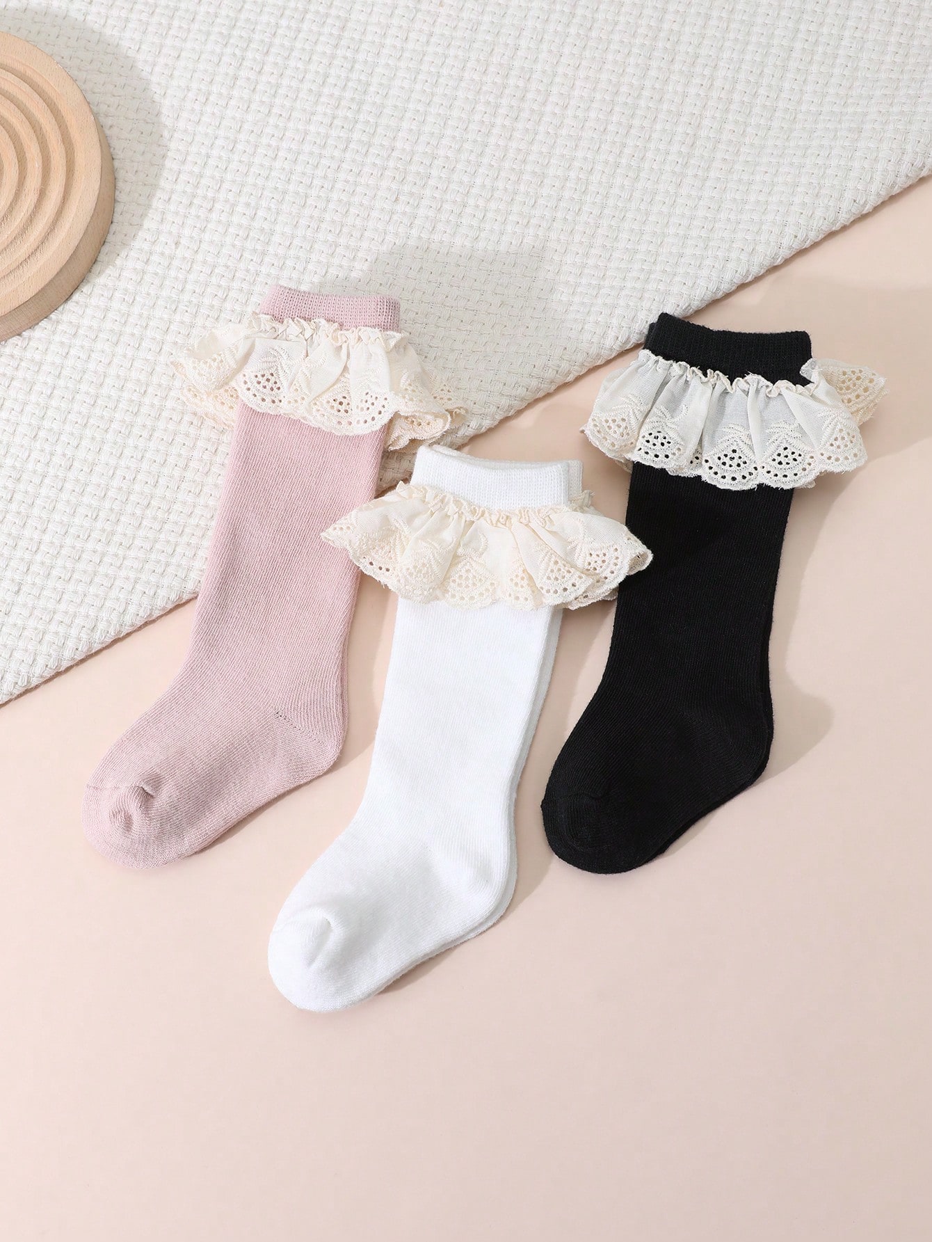 Baby Sock Oximeter - 3Pairs Toddler Girls Lace Ruffle Knee