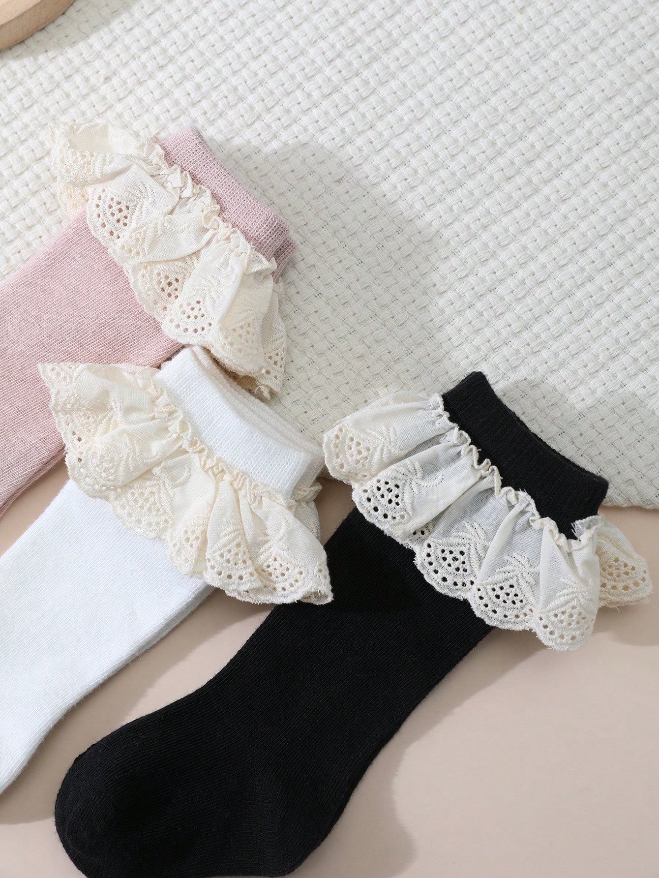 3Pairs Toddler Girls Lace Ruff - Baby Sock Oximeter 评论和价格