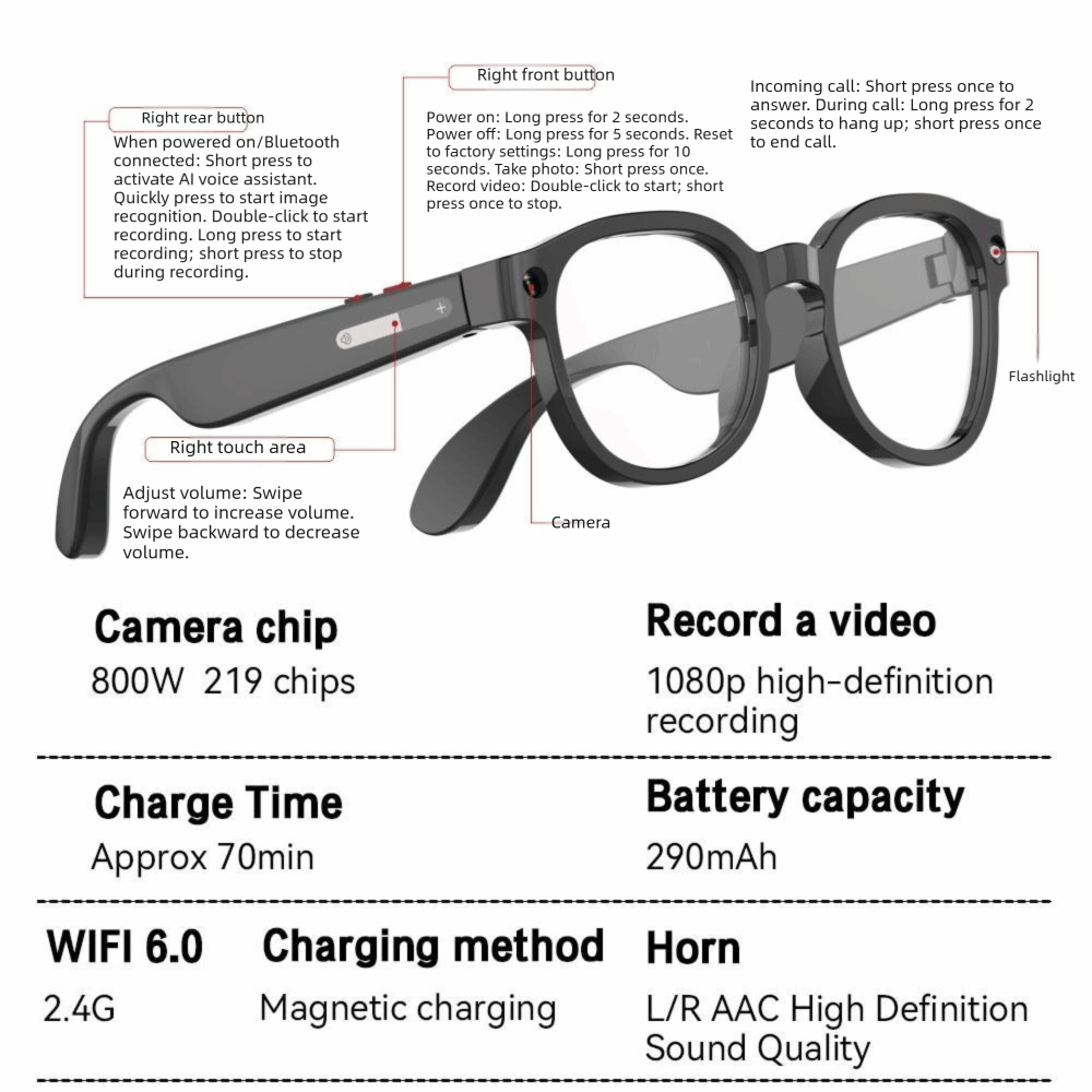 2 in 1 AI Smart Glasses HD Pho - Smart Glasses Lens 评论和价格