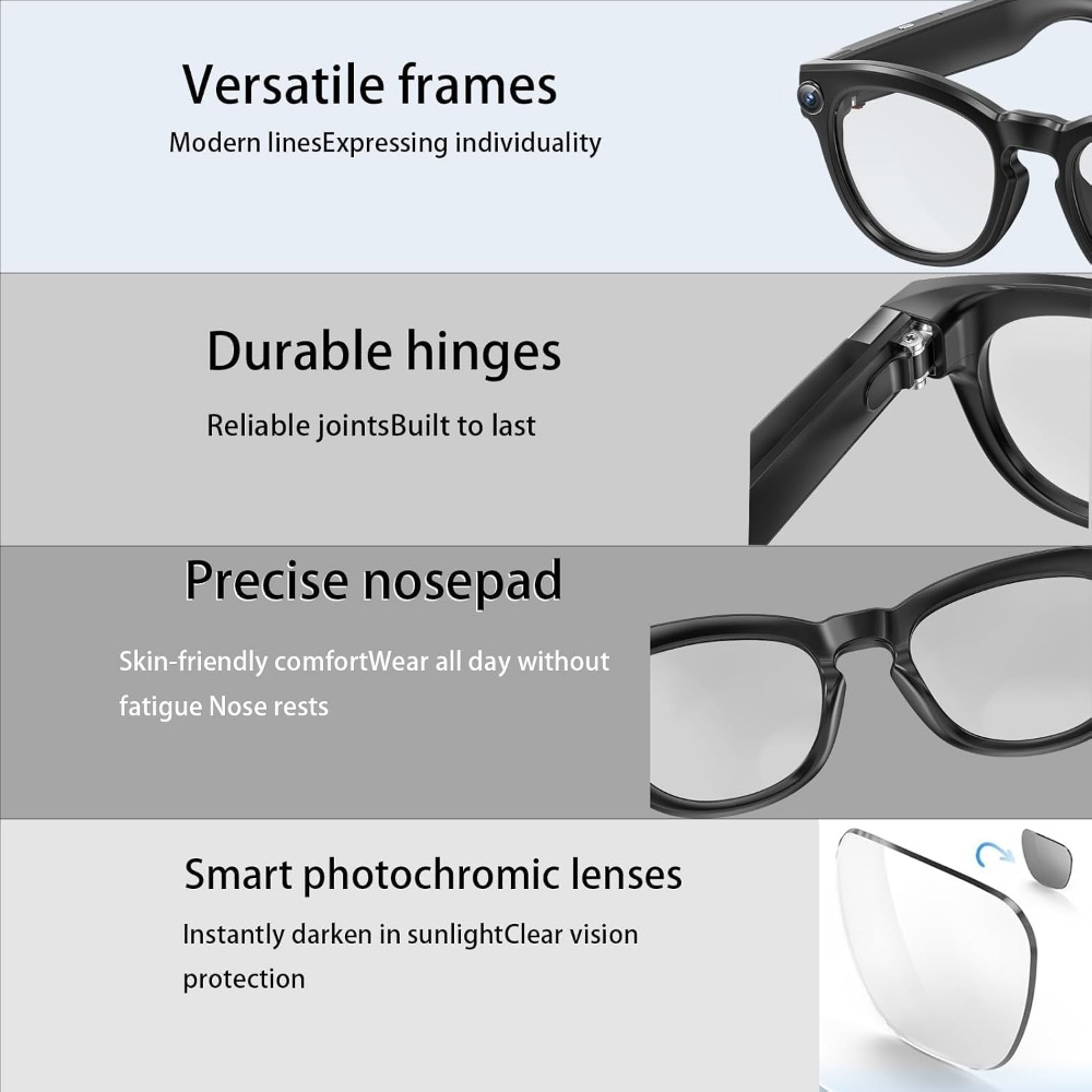 Smart Glasses: 4K Camera, Blue - Smart Glasses Lens 评论和价格