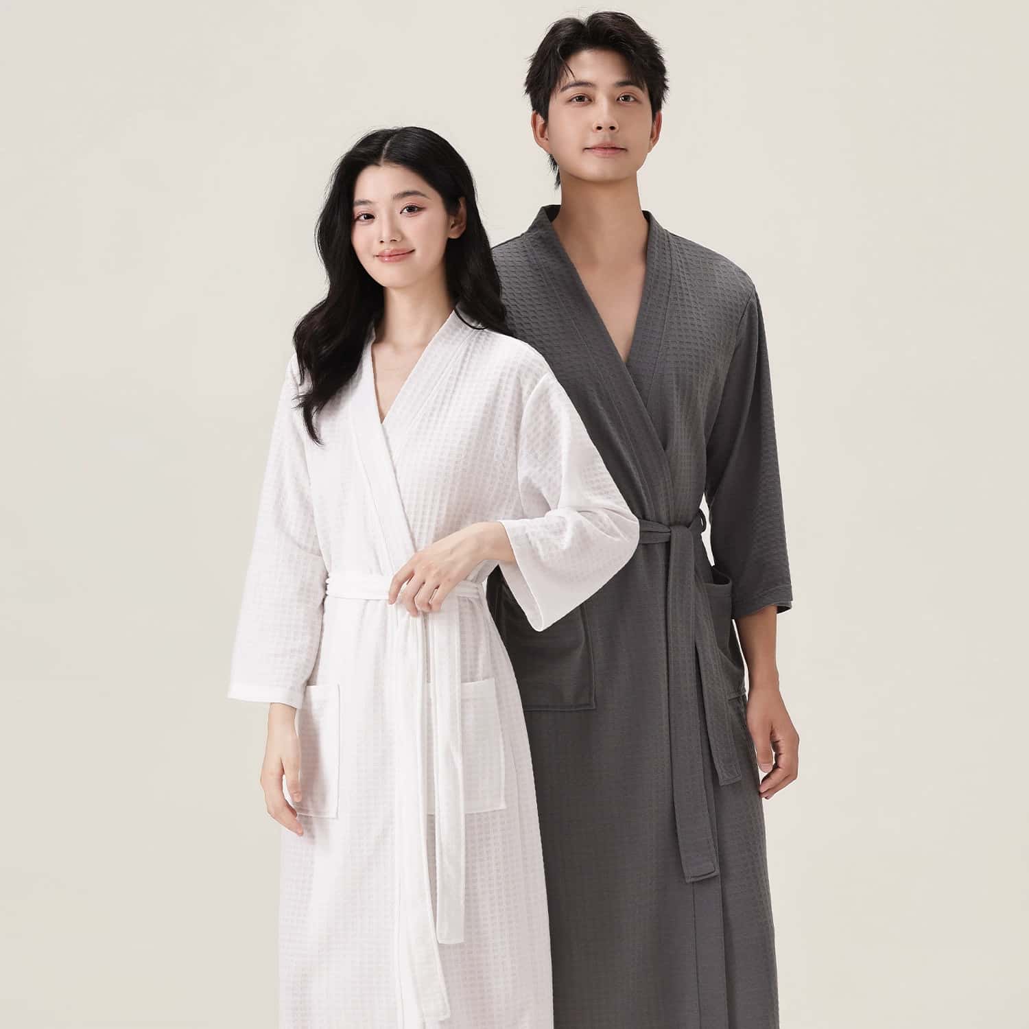 Ins Minimalist Waffle Bath Rob - Smart Knee Wrap 评论和价格